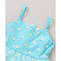 Babyhug Sleeveless Embroidered Party Frock - Blue