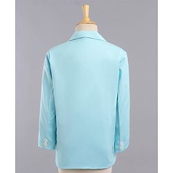 Babyhug Full Sleeves 3 Piece Solid Party Suit - Light Aqua