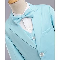 Babyhug Full Sleeves 3 Piece Solid Party Suit - Light Aqua