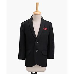 Babyhug Full Sleeves Solid Color Party Suit with Bow - Black