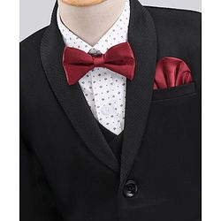 Babyhug Full Sleeves Solid Color Party Suit with Bow - Black