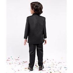 Babyhug Full Sleeves Party Wear Suit with Waistcoat & Bow - Black