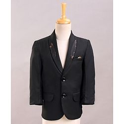 Babyhug Full Sleeves Party Wear Suit with Waistcoat & Bow - Black