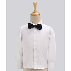 Babyhug Full Sleeves Solid Party Suit with Bow Tie - Navy