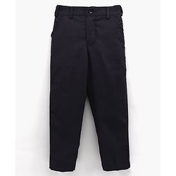 Babyhug Full Sleeves Solid Party Suit with Bow Tie - Navy