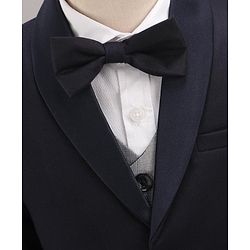 Babyhug Full Sleeves Solid Party Suit with Bow Tie - Navy