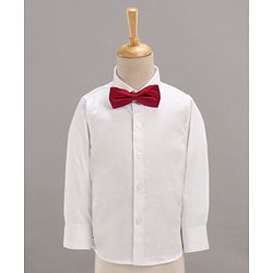 Babyhug Full Sleeves Striped Party Suit with Bow Tie - Black