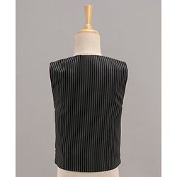 Babyhug Full Sleeves Striped Party Suit with Bow Tie - Black