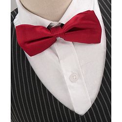 Babyhug Full Sleeves Striped Party Suit with Bow Tie - Black