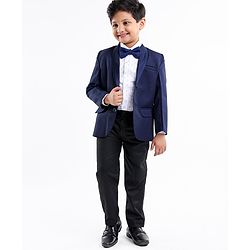 Babyhug Full Sleeves 3 Piece Solid Party Suit - Navy
