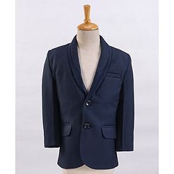 Babyhug Full Sleeves 3 Piece Solid Party Suit - Navy