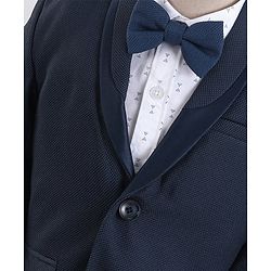 Babyhug Full Sleeves 3 Piece Solid Party Suit - Navy