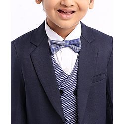 Babyhug Full Sleeves 4 Piece Party Suit With Bow - Blue
