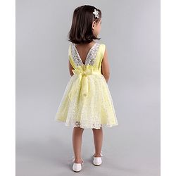 Babyhug Sleeveless Party Wear Frock Floral Embroidered - Yellow