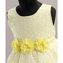 Babyhug Sleeveless Party Wear Frock Floral Embroidered - Yellow