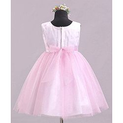 Babyhug Sleeveless Party Wear Frock With Sequin & Flower Applique - Rose