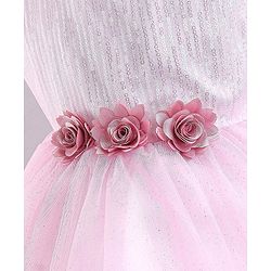 Babyhug Sleeveless Party Wear Frock With Sequin & Flower Applique - Rose