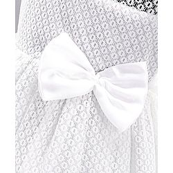Babyhug Party Wear Cap Sleeves  Frock Bow Applique - Whute