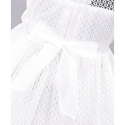 Babyhug Party Wear Cap Sleeves  Frock Bow Applique - Whute