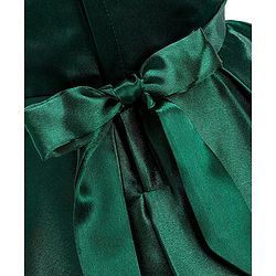 Babyhug Sleeveless Party Wear Pleated Frock Ruffle Detailing - Green