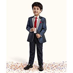 Babyhug Full Sleeves Solid Party Wear Suit - Navy