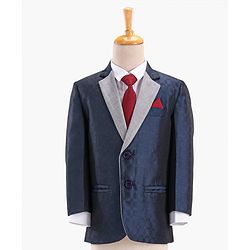 Babyhug Full Sleeves Solid Party Wear Suit - Navy