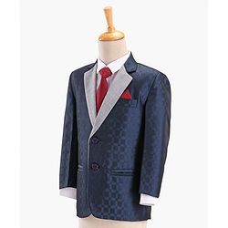 Babyhug Full Sleeves Solid Party Wear Suit - Navy