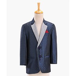 Babyhug Full Sleeves Solid Party Wear Suit - Navy