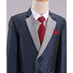 Babyhug Full Sleeves Solid Party Wear Suit - Navy
