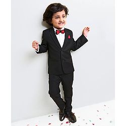 Babyhug Full Sleeves Classic Stretch Fit Party Suit Bow - Black