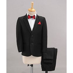 Babyhug Full Sleeves Classic Stretch Fit Party Suit Bow - Black