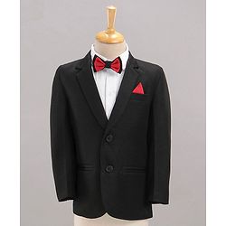 Babyhug Full Sleeves Classic Stretch Fit Party Suit Bow - Black