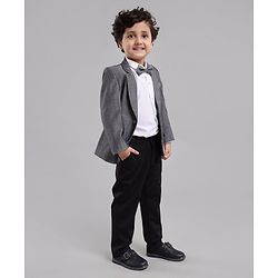 Babyhug Woven Full Sleeves Solid Party Suit - Grey