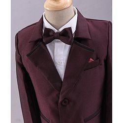 Babyhug Full Sleeves 3 Piece Party Suit With Bow - Maroon