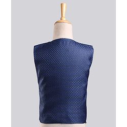 Babyhug Full Sleeves Stretch Fit Party Suit With Waist Coat & Bow - Blue