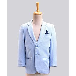 Babyhug Full Sleeves Party Wear Suit with Waistcoat & Bow - Blue