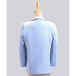 Babyhug Full Sleeves Party Wear Suit with Waistcoat & Bow - Blue