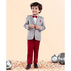 Babyhug Full Sleeves Solid Party Suit - Grey