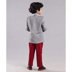 Babyhug Full Sleeves Solid Party Suit - Grey