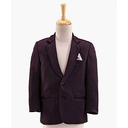 Babyhug Full Sleeves 5 Piece Stretch Fit Party Suit With Waist Coat & Bow - Maroon