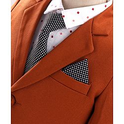 Babyhug Full Sleeves Stretch Fit Party Suit With Tie - Rust