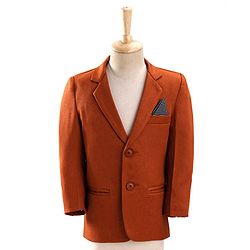 Babyhug Full Sleeves Stretch Fit Party Suit With Tie - Rust
