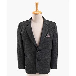 Babyhug Full Sleeves Solid & Checked Party Suit With Bow Detailing - Anthra Black