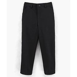 Babyhug Full Sleeves Solid & Checked Party Suit With Bow Detailing - Anthra Black