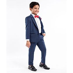 Babyhug Full Sleeves Solid Party Suit - Dark Blue