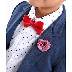 Babyhug Full Sleeves Solid Party Suit - Dark Blue