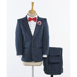 Babyhug Full Sleeves Solid Party Suit - Dark Blue
