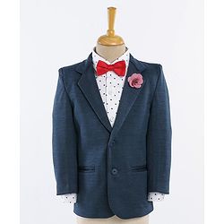 Babyhug Full Sleeves Solid Party Suit - Dark Blue