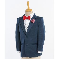 Babyhug Full Sleeves Solid Party Suit - Dark Blue