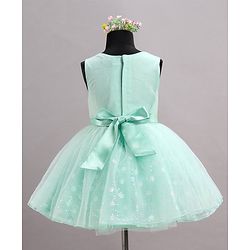 Babyhug Sleeveless Foil Printed Party Frock - Mint Green